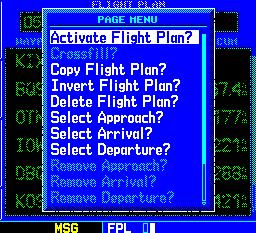 (Figure 1-35) and press the ENT Key Figure 1-34 Enter Flight Plan Waypoints Once the flight plan is created, it may be activated from the Flight Plan Catalog Page Menu.