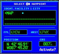 SECTION 3 NAV PAGES Map Direct-to Designating an on-screen airport, NAVAID, or user waypoint as the direct-to destination: 1) Use the panning function ( Map Panning in this section) to place the