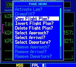 SECTION 5 FLIGHT PLANS Copying Flight Plans To save a flight plan currently located in flight plan 00, copy it to an open catalog location (1-19) before the flight plan is cancelled, overwritten, or