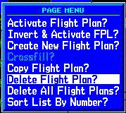 2) From the Flight Plan Catalog Page, press the small right knob to activate the cursor, turn the large right knob to highlight the flight plan to be copied, then press the MENU Key to display the