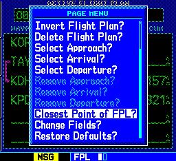 Figure 5-30 Active Flight Plan Page Menu Figure 5-29 Active Flight Plan Page Menu 2) A confirmation window appears listing the procedure to be removed. With Yes? highlighted, press the ENT Key.