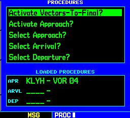 SECTION 6 PROCEDURES Another Procedures Page option allows the pilot to activate the final course segment of the approach.