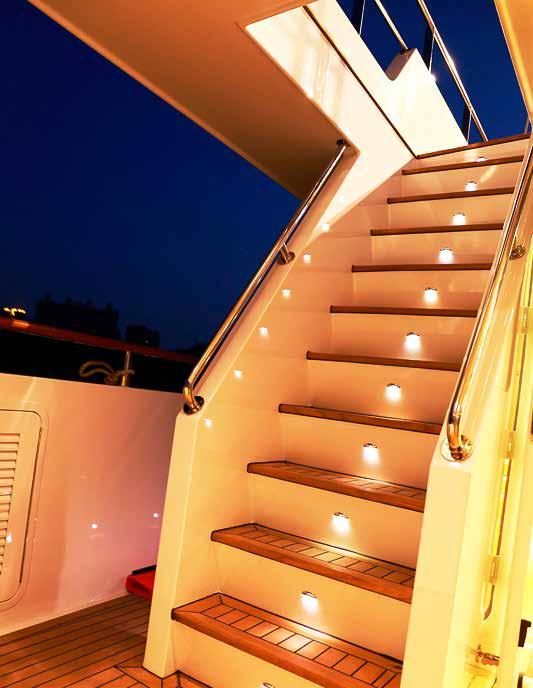 Access to the swim platform is available through either of the outboard stairwells in the cockpit.