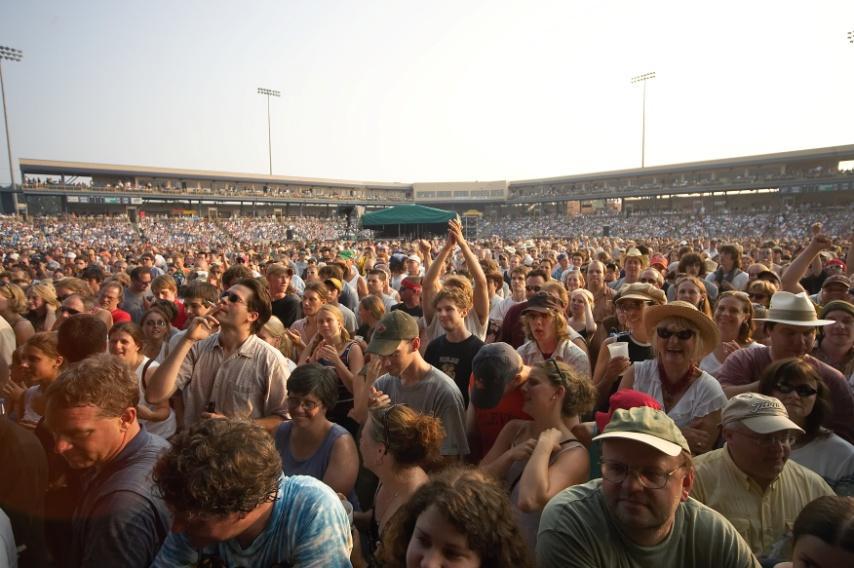 Staging may be set-up in the outfield grass for a festival setting, with guests on the field, or closer to the