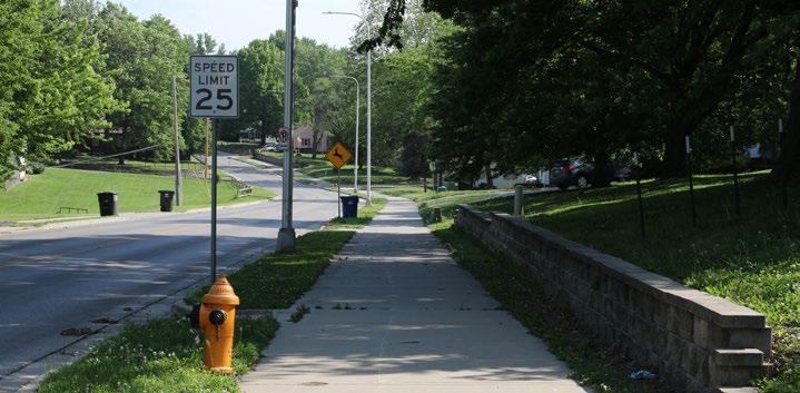5 miles west of the historic route, to capitalize on existing safe crossings of railroad tracks and major streets, and