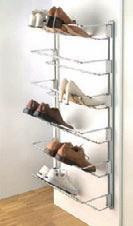 210 Shoe rack, continuously adjustable rail, plastic screw-on parts Finish: Screw-on parts chrome plated, rail black