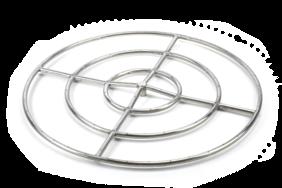 There are two available flow-types. Standard capacity fire rings are constructed with 1/2 hub and tubing. For more flame the High Capacity (HC) fire rings have 3/4 hub and tubing.