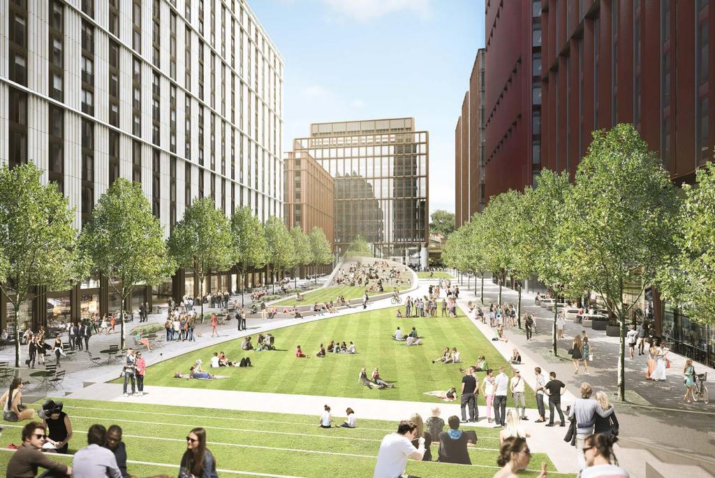 A GREENER CITY At the heart of Circle Square sits the central green, the first and largest new city park for