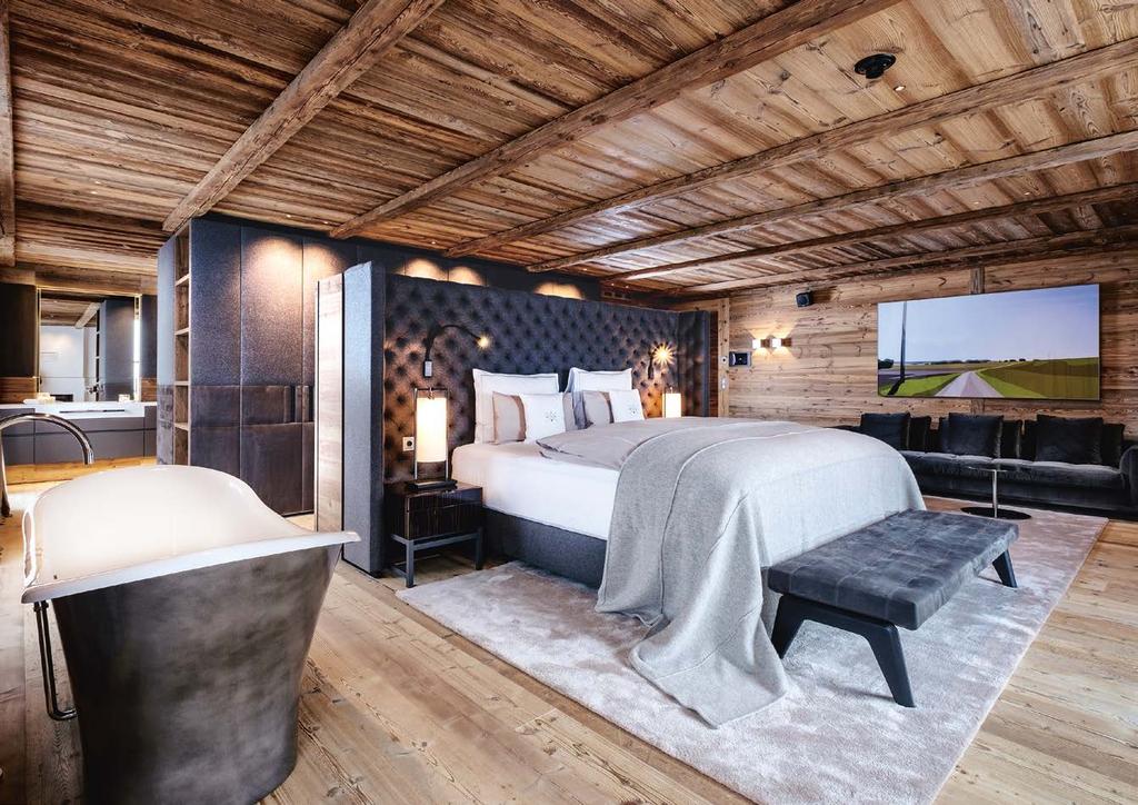 ELEGANT LIVING Spaciousness and Alpine-style luxury The nine elegant suites and Residence of Severin*s The Alpine Retreat, are a design marvel fitted out with antique wood from local forests in Tyrol