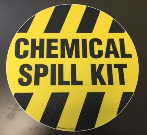 The shared spill kits are located in areas in proximity to laboratories where it can be easily accessed.