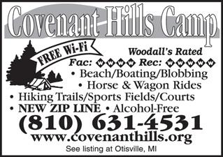 Otisville e(n) Covenant Hills Camp (Genesee) From jct Hwy 57 & Hwy 15: Go 1 mi N on Hwy 15, then 3/4 mi E on Farrand Rd. Enter on L.