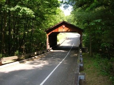 #1 Covered Bridge We are driving through a deciduous forest made up mostly of maple and beech trees.