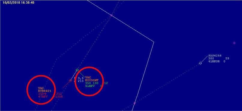 reached its lowest altitude, which was FL357. Illustration 5. Position of the aircraft at 16:38:40 1.9.