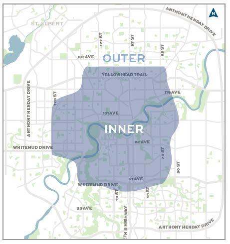 Edmonton s Transit Strategy identified two types of land use patterns and transit customer preferences: Inner neighbourhoods are generally those within the inner ring road, characterized by a grid