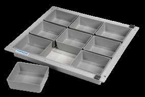 205 SwissModul tray, light grey, 450x400x50 mm Dividers for SwissModul Trays Dividers are fixed directly to the tray, thus giving