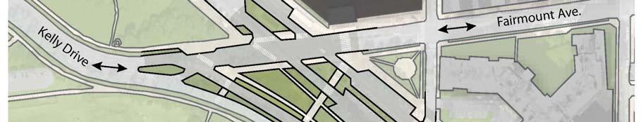 separates existing two-way roads in to separate one-way roads.