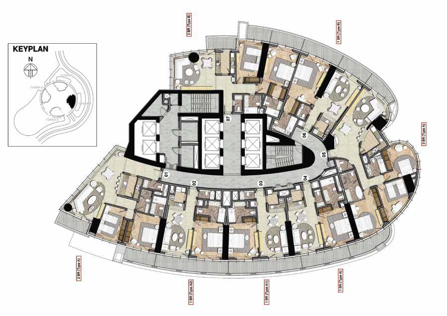 TOWER D / TYPICAL FLOOR PLAN / LEVELS 10-23 & 26-46 TOWER D / TYPICAL FLOOR PLAN / LEVELS 49-69 Disclaimer: All pictures, plans, layouts, information, data and details included in this brochure are