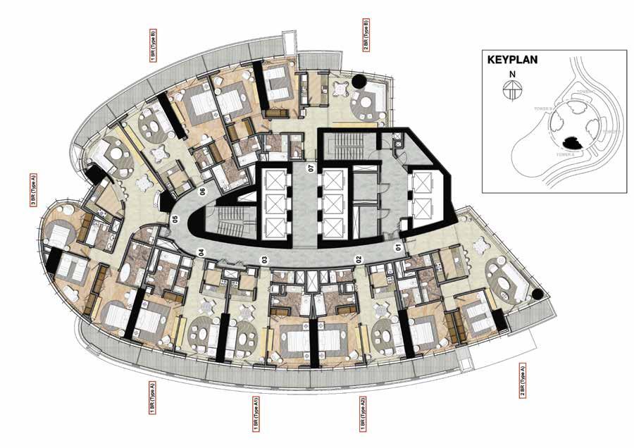 TOWER A / TYPICAL FLOOR PLAN / LEVELS 10-23 & 26-46 TOWER A / TYPICAL FLOOR PLAN / LEVELS 49-69 Disclaimer: All pictures, plans, layouts, information, data and details included in this brochure are