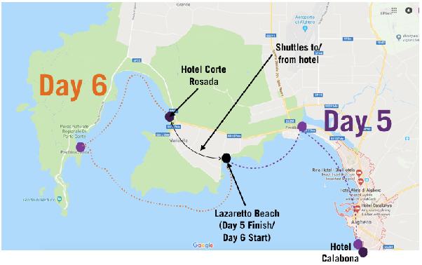 STAGE 1: SARDINIA DUATHLON 4th & 5th September 2018 DAY 5 & 6 SEA KAYAK Day 5: HOTEL CALABONA to LAZARETTO BEACH Day 6: lazaretto beach to Corte Rosada Taking to the water in sea kayaks will allow