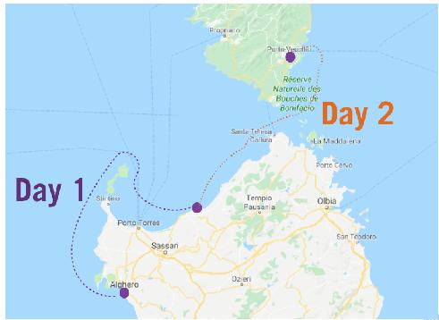 CORE: 6th & 7th September 2018 SAILING DAY 1: Alghero to Castelsardo Day 2: castelsardo to porto vecchio The first day of the sail will take you from Porto Conte to Castelsardo.