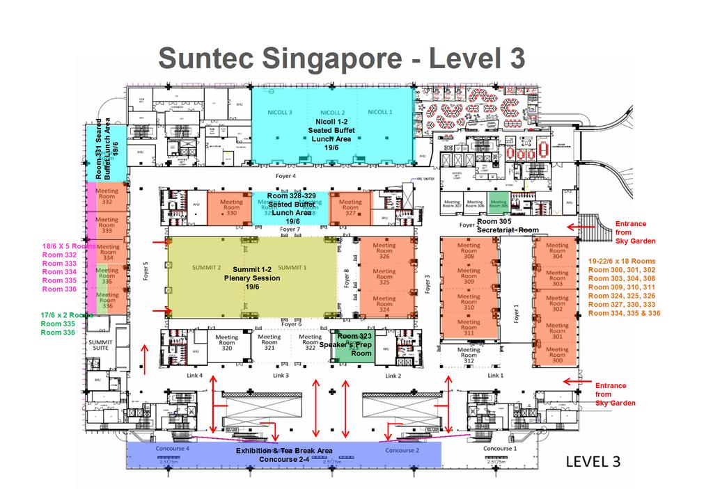 Suntec Singapore Convention & Exhibition Centre OMAE 2023 has first right of refusal hold for the following meeting spaces until 1 July 2019.