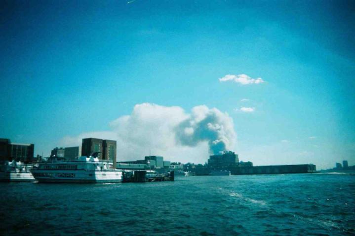 As the ferry pulled away from the pier, we could see the smoldering ash and a gaping hole in the New York skyline where the towers once stood.