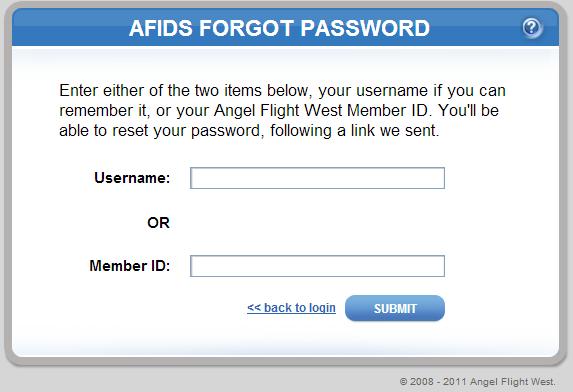 Resetting your password (Forgot password) If you already have a username and password in the system, but have forgotten one or both, you can reset your password.