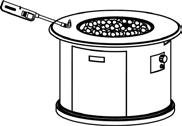 USING A LONG MATCH OR LIGHTER 1. Connect propane (LP) cylinder (See above pages). 2. Before lighting, move the lava rocks with a small shovel to allow access to the burner.
