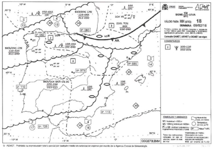 Figure 3. Low-level map for 19:00 local time 1.7.2. Weather situation over the peninsula.