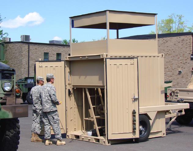 The ballistic panels surrounding the Guard Tower are NIJ4 rated and provide 360º protection from 7.62mm ammunition. The internal ladder keeps occupants concealed while entering and exiting the tower.