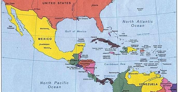 Figure 5.1 Middle America: Caribbean, Mexico, and Central America Central America includes the countries south of Mexico through Panama.