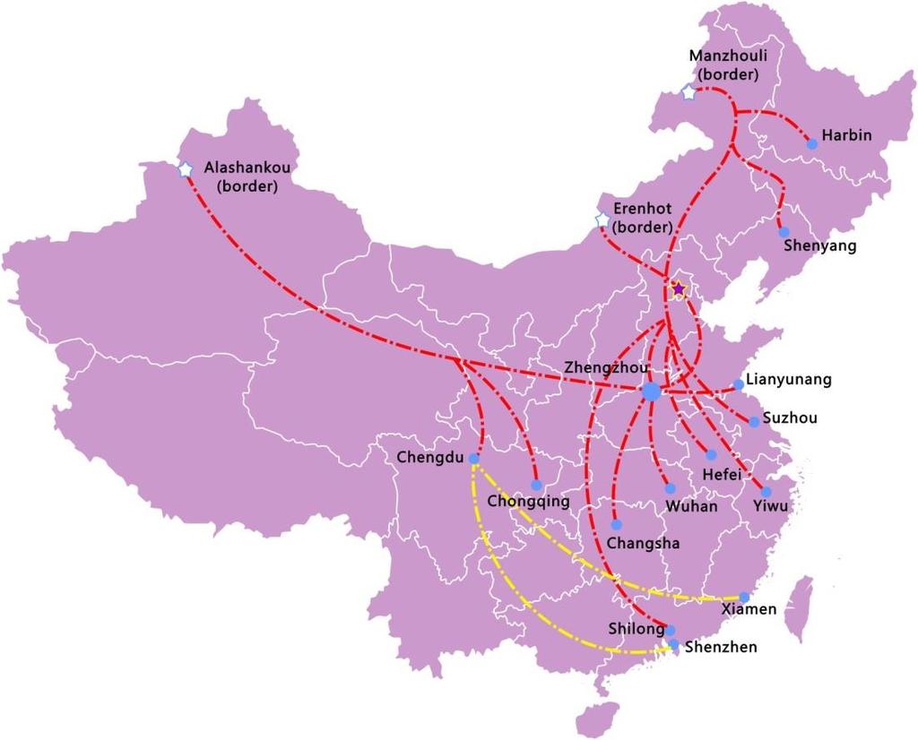 Main rail hubs in China For