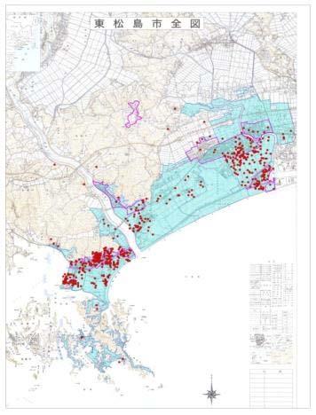 65% of urban areas was submerged (the highest rate in disaster stricken municipalities in Japan) Situation of damage in