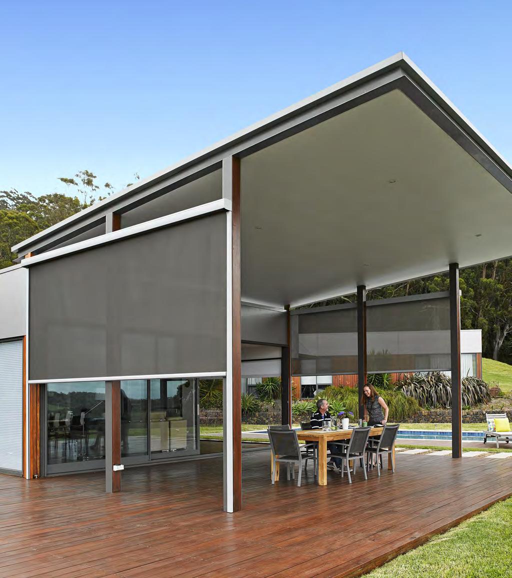 Evo Channel Awnings The Evo Channel Awning offers flexibility and is suited for low wind applications as well as out of square installations as the fabric hangs freely within the side