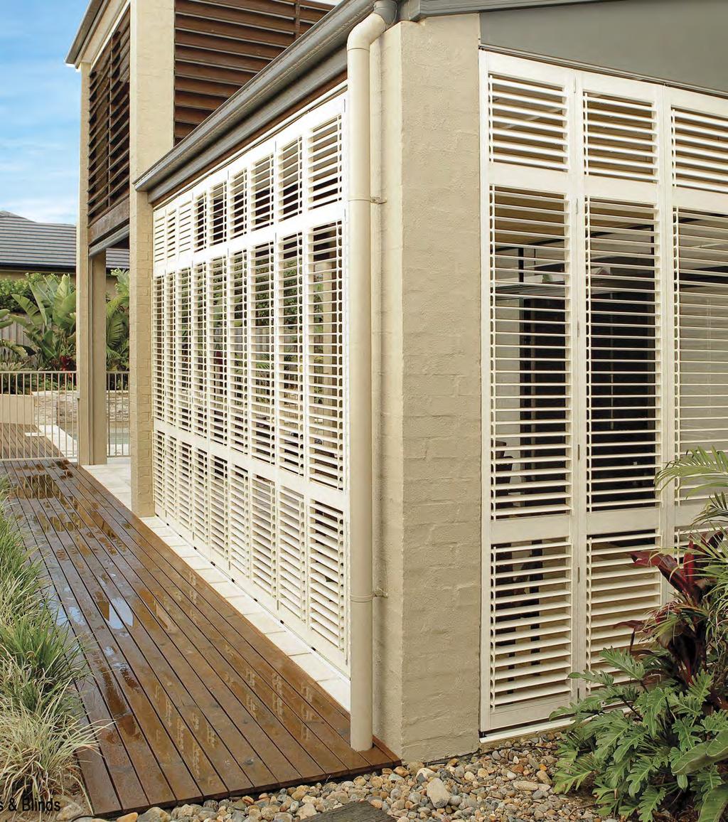 Available in hinged, hinged bi-fold, bi-fold and sliding models A range of colour and louvre options available PolySatin Shutters Modern styling for external light and heat control for your home,