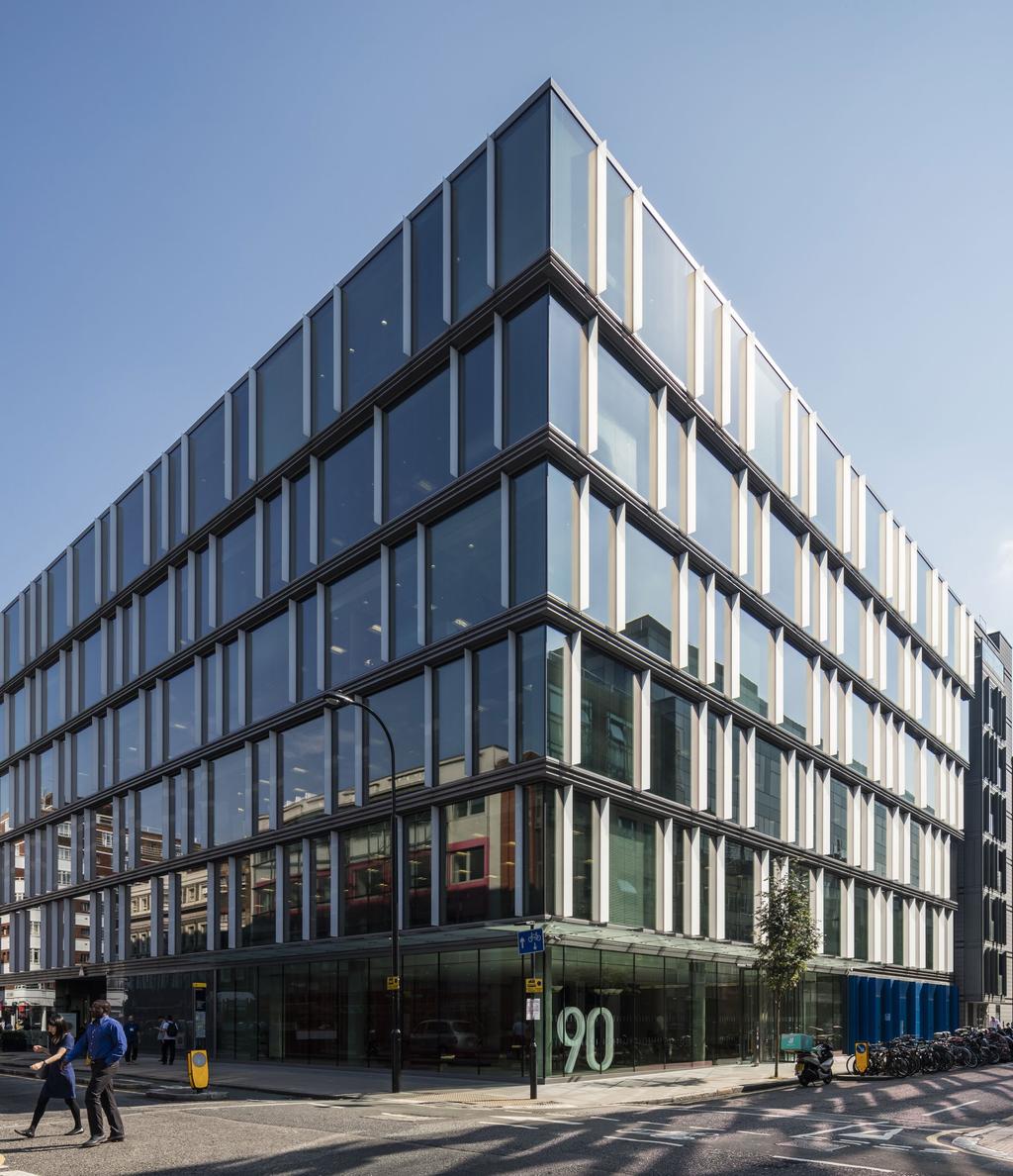 INTRODUCTION BUILDING Dominating the corner of Maple Street and Whitfield Street, the distinctive glazed elevations of 90 Whitfield Street create a sense of movement across the façades, catching the