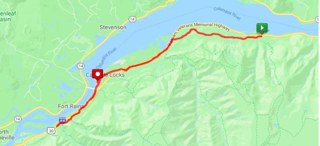 2018 Gorgeous Relay Legs 5-7 Start of Leg 5: Wyeth exit, Cascade Locks Info: This is the historical Start Line of the Gorgeous Relay Head west, 233 ft Turn left, 0.