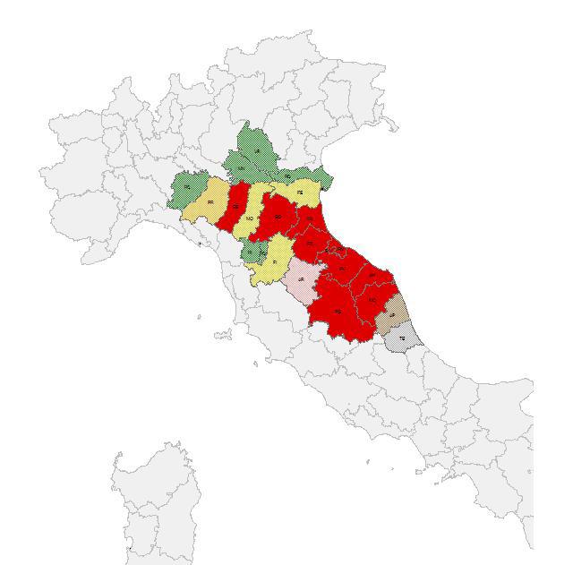 Catchment AREA Overlapping regions Ancona Rimini Forlì Bologna