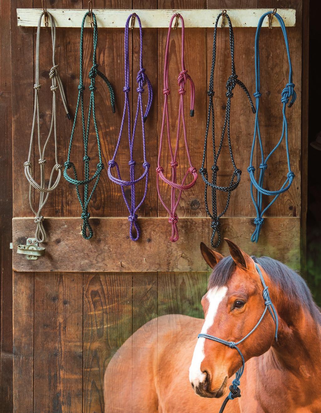 BY Hand-Tied with Pride in the USA W33 Tan/Black W35 Green/Silver W36 Purple/Silver W32 Pink/Black W37 Black/Silver W34 Blue/Black Big Sky Rope Halters This premium halter is specially-constructed