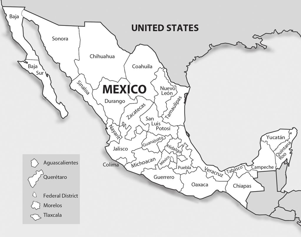 74 l Economic Freedom of North America: 2008 Annual Report (Canadian Edition) Figure 4.3: Map of the United Mexican States Figure 4.