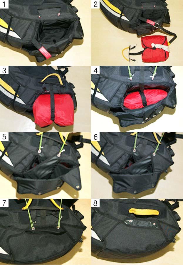 Rescue Installation guide Take special care: The deployment handle must be attached to a side attachment loop on the deployment bag, not