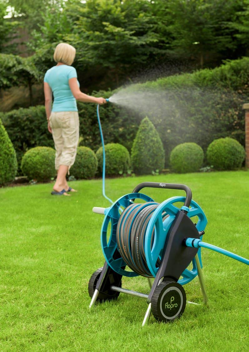 HOSE CARTSREEL AND HANGERS Flopro offers 3 carts to meet every watering requirement.