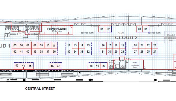EXPO DRAFT FLOOR PLAN The diagram above shows The Cloud on Queens Wharf which is the venue for the Sport & Lifestyle Expo (the main front entrance to The Cloud is at the left of the diagram).
