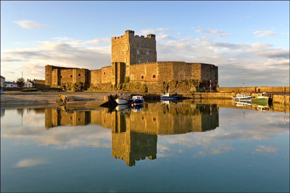 Fig. 19. Carrickfergus Castle - from the west, harbour side, in evening light.