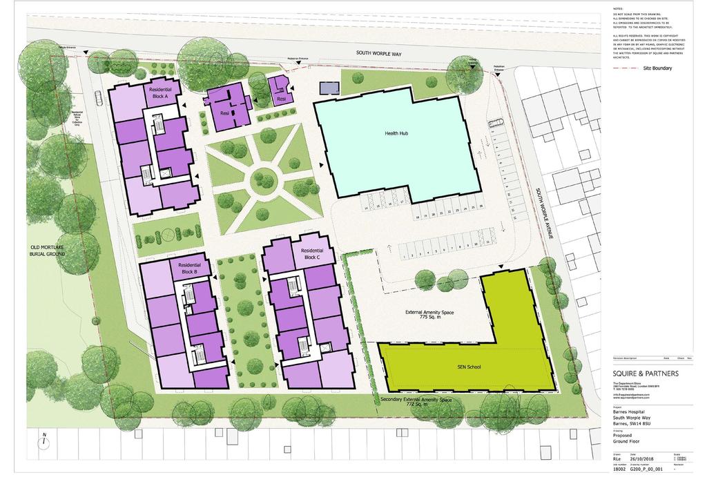 Proposed Ground Floor Plot A Residential Accommodation (Use Class C3) New Build > The proposed new build element provides up to 80 residential units, extending to a total of 5,570 sq m (59,955 sq.
