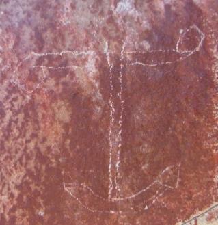 Petroglyphs of a Masted Vessel and Anchor representing Early Contact At