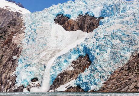 We see glaciers, wildlife, and marine life on a cruise to explore rugged Kenai Fjords National Park on Day 9.