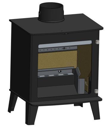 Place a flue outlet gasket in position on the top plate of the stove and lower the flue collar or blanking plate (as required) on to the stove top, taking