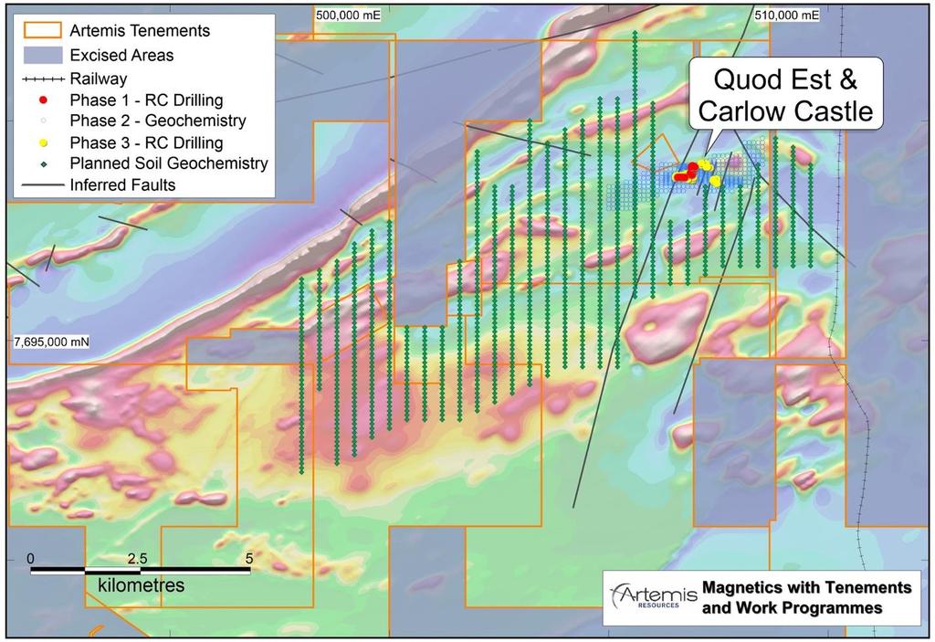 Carlow Castle Cobalt/Gold and Copper New cobalt targets identified over a trend. Major expansion of resource definition drilling planned. Drilling is underway.