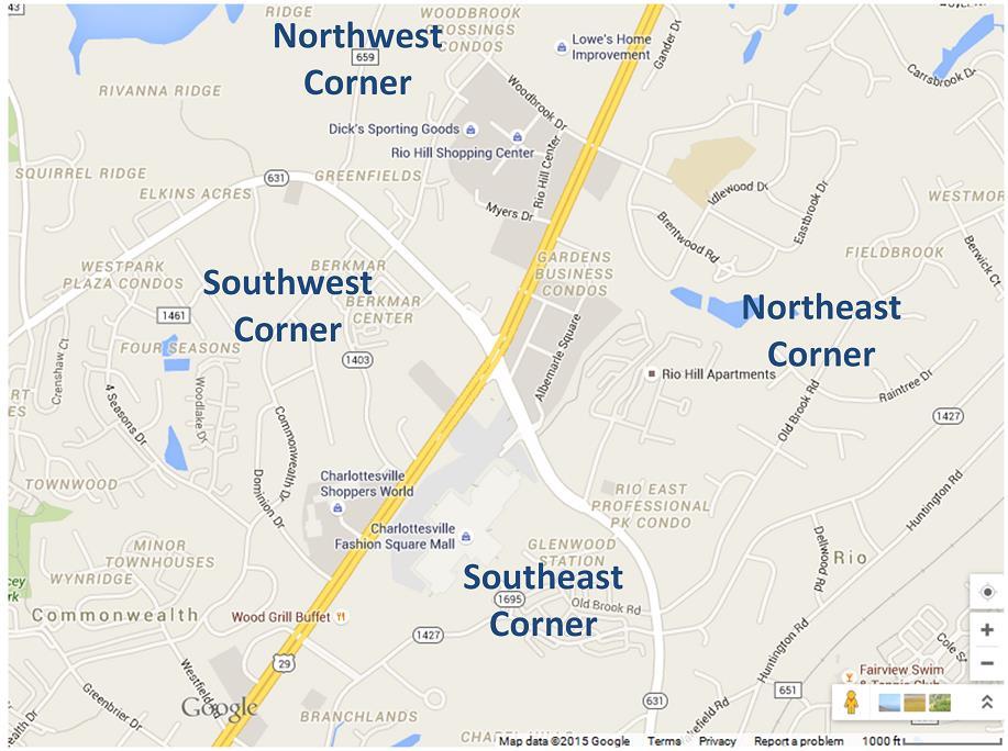 Respondents Were Provided a Description of the Naming Scheme for the Four Corners In addition to naming the Route 29 Rio Road intersection and immediate area, there is also consideration for naming